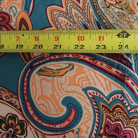 Paisley Tan Green V-Neck Blouse Pullover Dolman Sleeves Women Size L Loose Fit - Picture 5 of 6